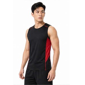 Débardeur Sportif Homme Noir et Rouge de Haute Qualité, Col Rond, Séchage Rapide, Tricoté, pour Fitness et Entraînement - Product Image 4