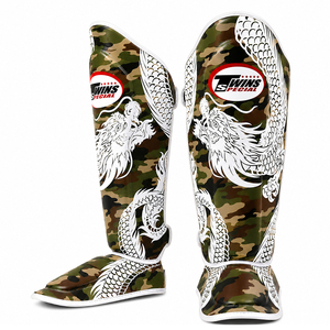 Protège-tibias de Muay Thai et Kickboxing en cuir de vachette véritable camouflage, dernière conception, pour jumeaux, protection des jambes et des pieds MMA, protections d'arts martiaux - Product Image 1