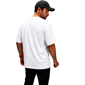 เสื้อยืดโอเวอร์ไซส์สีขาวผ้าฝ้าย 100% สำหรับผู้ชาย เนื้อผ้าหนานุ่ม ระบายอากาศได้ดี คอกลม แขนสั้น สวมใส่สบาย เหมาะสำหรับออกกำลังกาย แฟชั่นสตรีทแวร์ และการฝึกซ้อม - Product Image 2