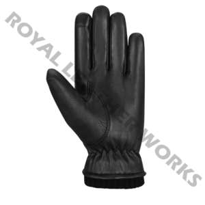 Guantes de Cuero para Hombre, Negros, Largos hasta la Muñeca, Forro Térmico de Piel Sintética, Estilo Sencillo, Cálidos para Invierno - Product Image 2