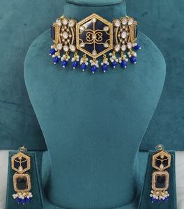 Conjunto de gargantilla de cuentas de latón, perlas Polki y cristal Monalisa, calidad premium, estilo minimalista, conjunto de collar tradicional indio. - Product Image 2