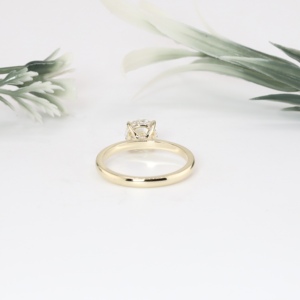 Yellow Gold Round Cut Lab Grown Diamond Engagement <b>Ring</b> Classic Four Prong Solitaire <b>Plain</b> Wedding Band Fine Jewelry For Women - Product Image 3