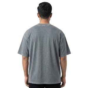 T-shirts Homme 2026 en Gros, Délavés à l'Acide, Coupe Oversize Épaules Dénudées, Couleur Unie, Tendance Décontractée, Marque de Mode, 100% Coton - Product Image 3