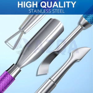 Stainless Steel Multi Color Coated Cuticle Pusher and Nail Polish Scraper Dual End Nail Care Manicure Tool - Product Image 3