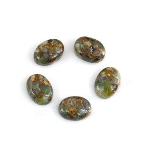 Mohave Natural <b>Peridot</b> Copper Composite 10x14mm Oval Flatback High Polish Smooth Loose Gemstone Cabochon Jewelry Making Pendants - Product Image 2