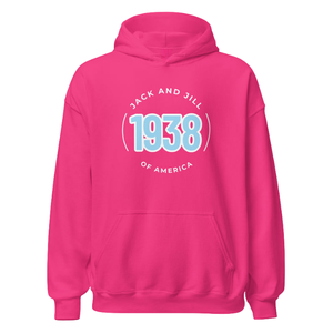 Sweat-shirt à capuche unisexe rose vif avec motif brodé circulaire, en molleton, à manches longues, décontracté, pour l'hiver - Product Image 1