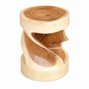 Luxury Artistic Organic Suar <b>Wood</b> Twisted Shape <b>Round</b> Selendang <b>Stool</b> Versatile Nightstand for Hotel Lobby Lounge Display Stand - Product Image 6