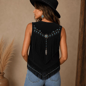 Chaleco de Motocicleta de Cuero Genuino Estilo Western para Mujer, con Relleno de Algodón, Resistente al Viento y Transpirable, Cuello en V, Color Turquesa - Product Image 6