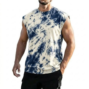 Débardeur pour homme en tissu extensible à texture côtelée de qualité supérieure, confort quotidien, style décontracté, tie-dye - Product Image 1