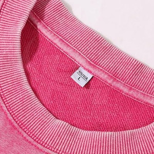 เสื้อสเวตเชิ้ตผ้าคอตตอนผสมเนื้อนุ่มสบาย ล้างสีแบบแอซิดวอช พร้อมปลายแขนเสื้อแบบริบ เสื้อสเวตเชิ้ตแบบแอซิดวอชสำหรับใช้ในชีวิตประจำวัน เสื้อสเวตเชิ้ตแบบแอซิดวอช - Product Image 3