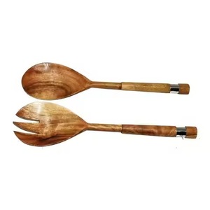 Premium Wooden Salad Serving <b>Set</b> Decorative Spoon Fork for <b>Rustic</b> <b>Dining</b> <b>Table</b> Decoration - Product Image 1