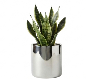 Jardinière en métal poli argenté, décorative pour salon, en acier inoxydable, design artisanal, pour balcon et décoration de mariage - Product Image 5
