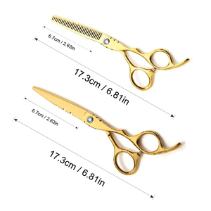Professional <b>Barber</b> 6 Inch Straight Blade Hair Cutting Scissors <b>Set</b> Sharp Stainless Steel Handle Beauty Hair Thinning Scissors - Product Image 5