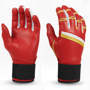 Wholesale Trendy Baseball Batting Gloves Premium Quality Long Cuff Leather Custom Logo Ambidextrous <b>Hook</b> Loop Closure Gloves - Product Image 6
