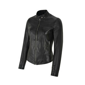 Chaqueta de Cuero Genuino para Hombre, Color Marrón, con Cierre, Estilo Motociclista, Cuello Alto, Abrigo Casual de Invierno, Servicio OEM, Logotipo Grabado en Relieve en la Parte Delantera, Envío Rápido - Product Image 1