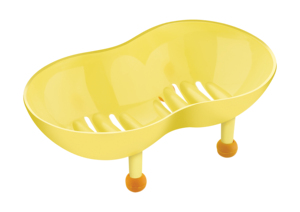 Porte-savon en plastique jaune moderne et durable avec pieds antidérapants pour la salle de bain - Product Image 3