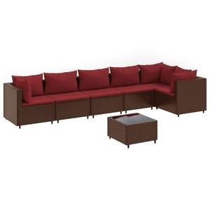 Conjunto de Muebles de Patio de Ratán Marrón con Cojines Rojo Canela, Colección de Muebles para Exteriores - Product Image 2