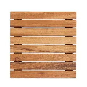 Trivets de madera natural con diseño de listones redondos, almohadilla resistente al calor para ollas calientes y uso en la cocina, decoración para mesa de comedor. - Product Image 5