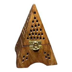 Soporte de Incienso de Madera Hecho a Mano, Pirámide, con Recolector de Cenizas, Quemador Decorativo Tradicional de Madera de Sheesham - Product Image 3