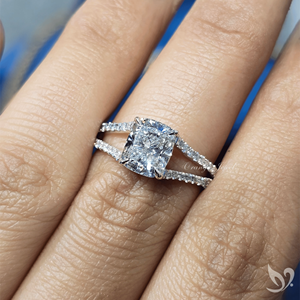 2ct elongated cushion cut lab grown diamond engagement <b>ring</b> <b>split</b> pave white gold with IGI certified center soft luxury - Product Image 5