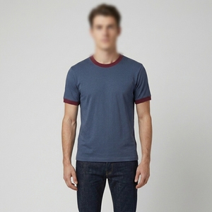 Camiseta Ringer de Algodón Personalizada con Ribete en Contraste, Manga Corta, Casual, Lisa, Precio al por Mayor OEM ODM, Camiseta Casual para Hombre - Product Image 5