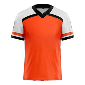 Maillot de football pour homme, col en V, orange, manches courtes, respirant, polyester, vêtements de sport, coupe classique, toutes saisons, tissu en maille - Product Image 1