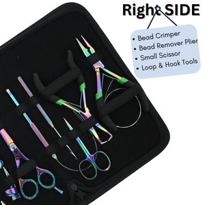 Kit d'accessoires pour extensions capillaires de salon : Perles, Pince à friser, Pince de dépose, Coupe-ligatures, Crochet à boucles, Enfileur, Pinces de sectionnement, Ciseaux - Product Image 4