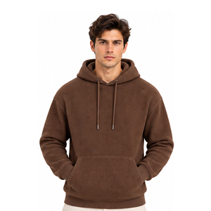 Sweat à capuche en maille gaufrée pour homme, pull thermique à manches longues, décontracté, streetwear d'hiver, sweat à capuche personnalisé, vêtements de sport en gros - Product Image 1