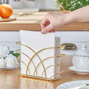 Porte-serviettes en métal doré de luxe, distributeur de mouchoirs de table moderne en forme de fleur, support décoratif pour serviettes en papier pour mariage, fête, restaurant - Product Image 2