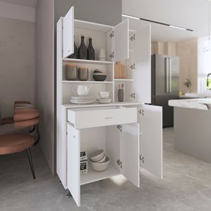 Armadio Dispensa Tigard Bianco con 1 Ripiano e 1 Cassetto per Uso in Cucina - Product Image 3