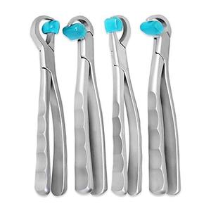 Ensemble de forceps dentaires en argent avec poignée moletée, outils chirurgicaux manuels, équipements dentaires de classe I - Product Image 1