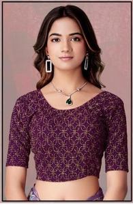 Chemisier grande taille pour femme, idéal pour sari, printemps-automne, écoresponsable, tailles personnalisées, tissu froissé, haute qualité, tendance, mode directe - Product Image 3