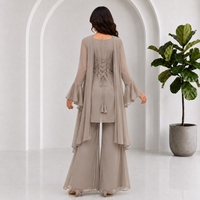 Ensemble Robe Palazzo Unie en Georgette pour Femme avec Dupatta Entièrement Cousu, Col à Nouer au Dos, Coupe Droite, Formelle, Respirante, Doux pour la Peau AARIKA