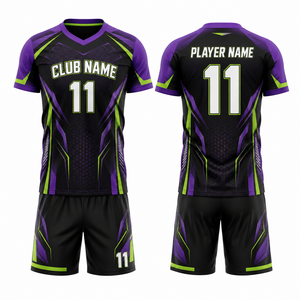 Maillot de volley-ball unisexe personnalisé MEGAMAPLE, noir, violet, vert, imprimé par sublimation, respirant, uniforme d'équipe, taille adulte, 100% coton - Product Image 1