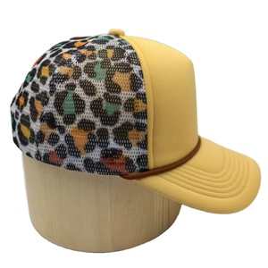 Premium Embroidered Bulk High Quality 5 Panel <b>Leopard</b> <b>Printed</b> Mesh Adjustable All-Season Outdoor Beach Casual Custom Trucker - Product Image 3