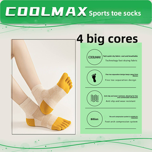 ODM 5 Toe <b>Socks</b> Breathable Mesh Reinforced Heel Anti Skid Band Cotton Anti-Bacterial Sweat-Absorbent Sports Custom Made - Product Image 5