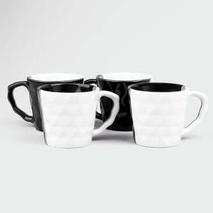 Juego de Lujo de 6 Tazas de Té de Cerámica con Diseño de Diamantes, Tazas de Porcelana para Capuchino, Elegantes y Clásicas para Café, Té de la Tarde, Hogar y Festividades - Product Image 1