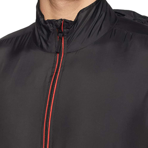 <b>Men's</b> Black Windproof Racer Jacket With Hood Zipper Closure Casual Spring Wear Regular Fit Lightweight Polyester <b>Coat</b> - Product Image 5