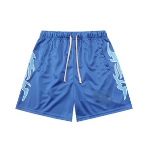 Pantalones Cortos Deportivos Casuales para Hombre con Estampado de Llamas, de Secado Rápido, con Cordón Ajustable, en Malla Transpirable, Opciones de Color Azul y Negro - Product Image 6