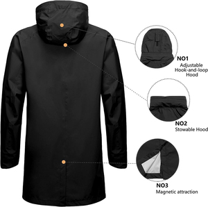 Winter Waterproof Breathable Windproof Nylon <b>Rain</b> <b>Jacket</b> Lightweight Outdoor Protection with <b>Hood</b> Front Logo Option - Product Image 2