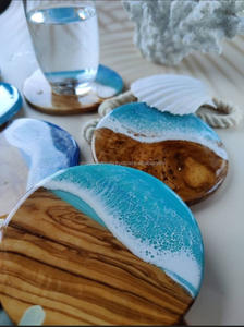 Best Quality Wooden & Resin Round <b>Coaster</b> with Ocean Waves at Best Price - Product Image 2