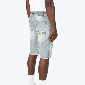 Pantalones Cortos de Mezclilla para Hombre, Diseño Vintage de Alta Calidad, Corte Ajustado, Transpirables, con Botones, Hechos a Medida para Verano - Product Image 2