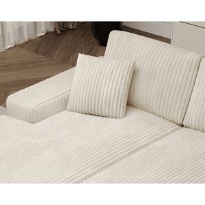 Divano Letto Componibile Moderno in Tessuto Corduroy Soffice, Oversize, Convertibile, per Soggiorno, Doppio Lettino Trasformabile - Product Image 6