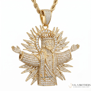 VALA BROTHERS Pendentif Croix Personnalisé Jésus en Moissanite Plaqué Argent/Rhodium/Or, Breloque Religieuse Unisexe Hip Hop - Product Image 2