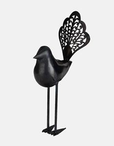 Sculpture d'oiseau en métal noir fini, artisanale, avec queue en filigrane, idéale pour une décoration de table ou d'extérieur, vente en gros depuis l'Inde - Product Image 4