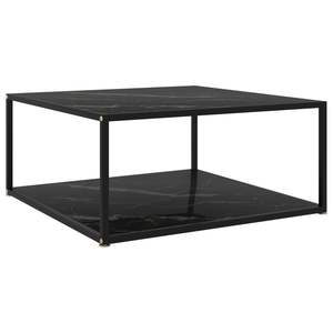 Mesa de centro de vidrio templado negro y acero con recubrimiento en polvo - Product Image 1