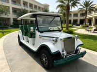 Navette électrique de style rétro vintage pour hôtel et complexe hôtelier, 11 places, carrosserie en acier à côtés ouverts, batterie améliorable, OEM