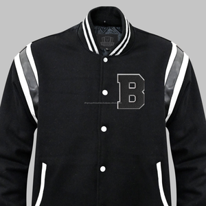 Chaqueta de lana de talla grande personalizada OEM para hombre, abrigo de invierno transpirable con diseño universitario y cuello levantado, venta al por mayor - Product Image 5