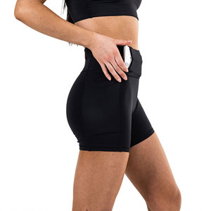 High Performance Quick Dry Compression Shorts for Women Skinny Fit Nylon/Spandex Material Sporty Style <b>Elastic</b> <b>Waist</b> Pockets - Product Image 4