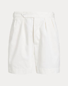 Pantalones cortos plisados de algodón de primera calidad para hombre, pantalones cortos informales de verano blancos con ajustadores laterales, transpirables y cómodos - Product Image 1